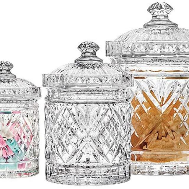 Godinger Canister Set, Crystal Canisters Food Storage Jars - Dublin Collection, Set of 3