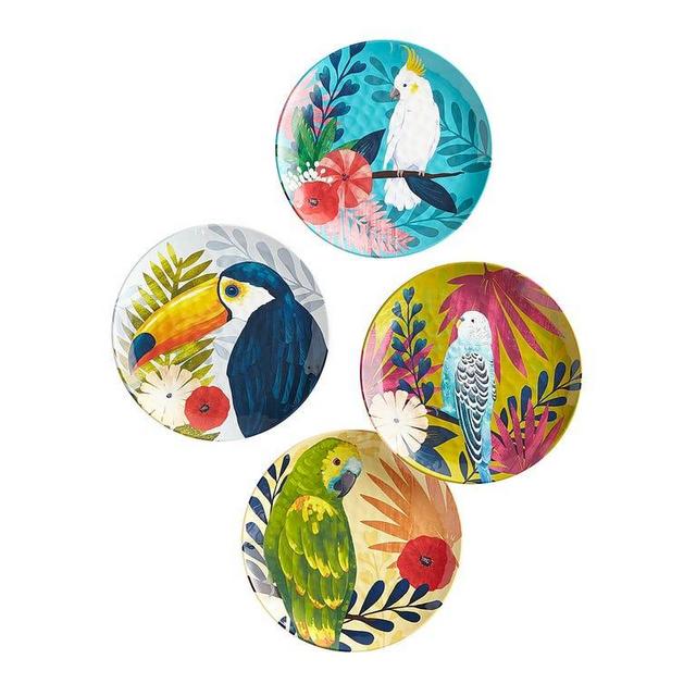 Tropical Birds Melamine Salad Plate Set of 4