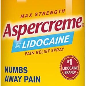 Aspercreme Lidocaine Dry Spray Soothes Aggravated Nerves, Numbing Topical Pain Relief Spray with Max-Strength 4% Lidocaine Sprays at Any Angle, 4 Oz.