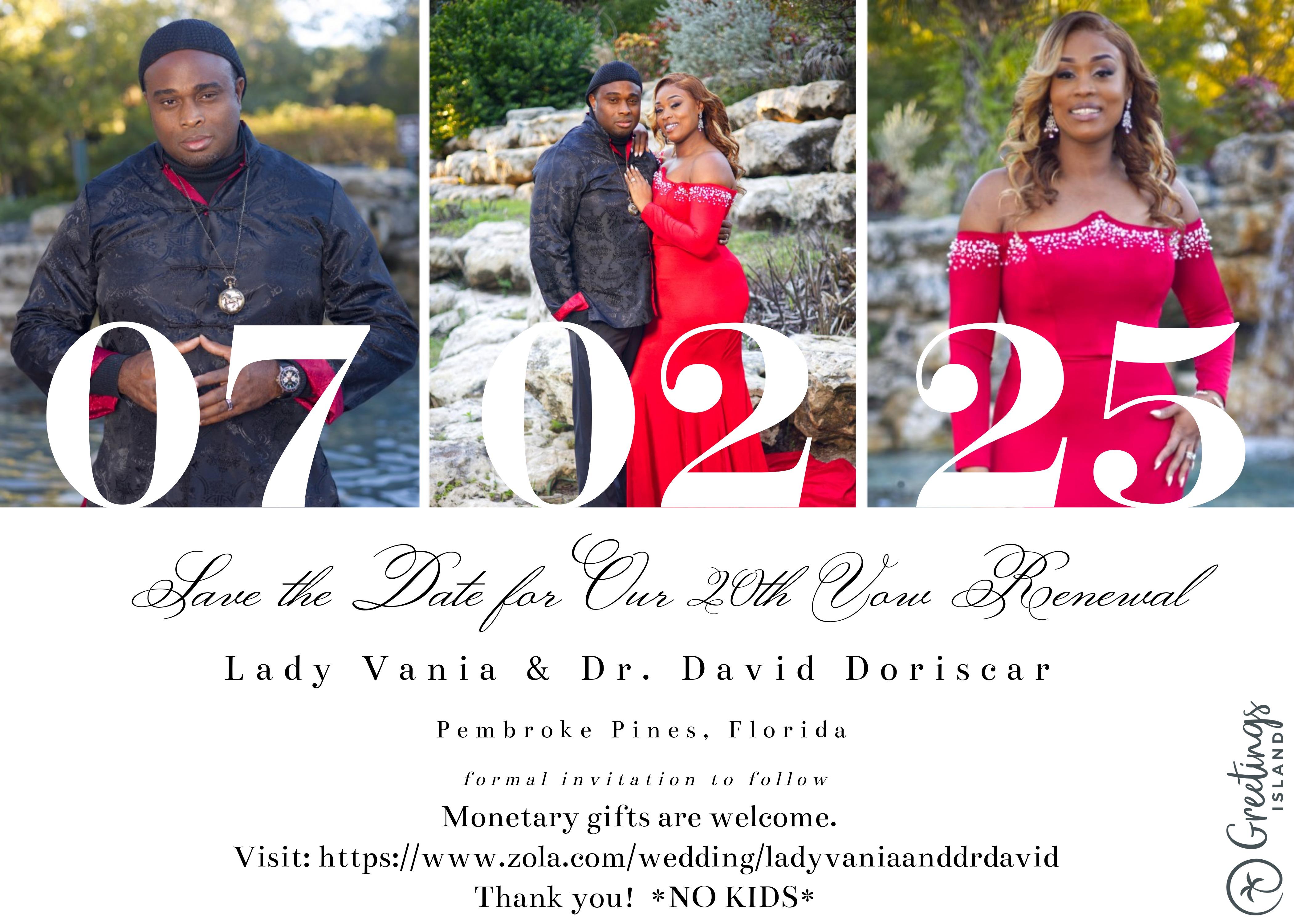 The Wedding Website of Dr. David Doriscar and Lady Vania Doriscar