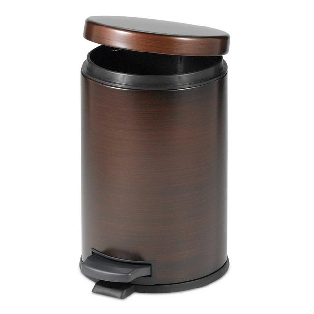 India Ink Oil Rubbed 4-1/2-Liter Bath Step On Trash Can in Bronze
