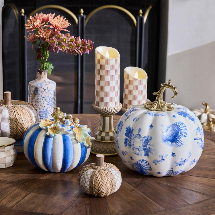 スター イルミネーション ホワイト ブルーホワイト シャンパンゴールド３枚セット MacKenzie-Childs, Mocha Check Pillar Candle Holder, Set of 3 | Zola