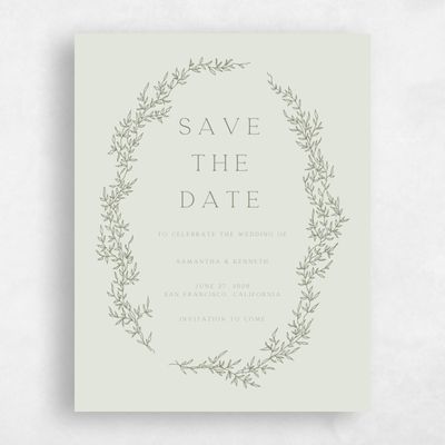 Khaki Green Wedding Save the Date - Rhys Portrait