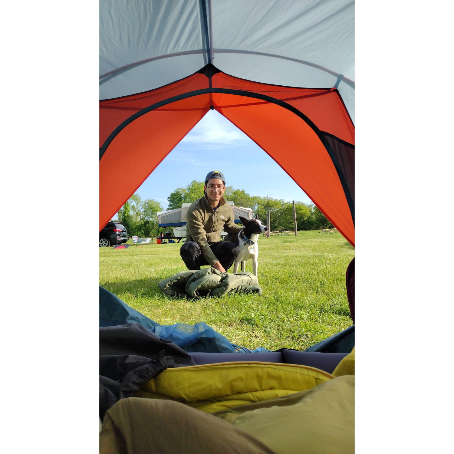 Raul and Kira's first camping trip!