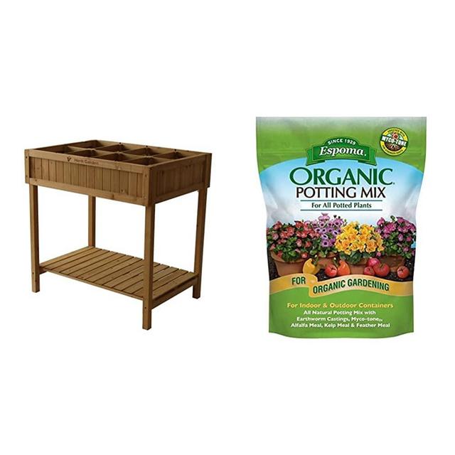 VegTrug 8 Pocket Herb Garden & Espoma AP8 8-Quart Organic Potting Mix