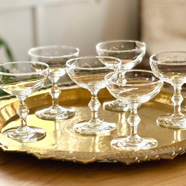 Vintage Champagne Coupe Glasses Georgian Design Libbey Bamboo Stem MCM Sold in Sets of 2, 4 or 6