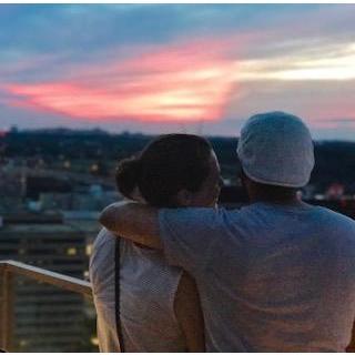 Beautiful rooftop sunset