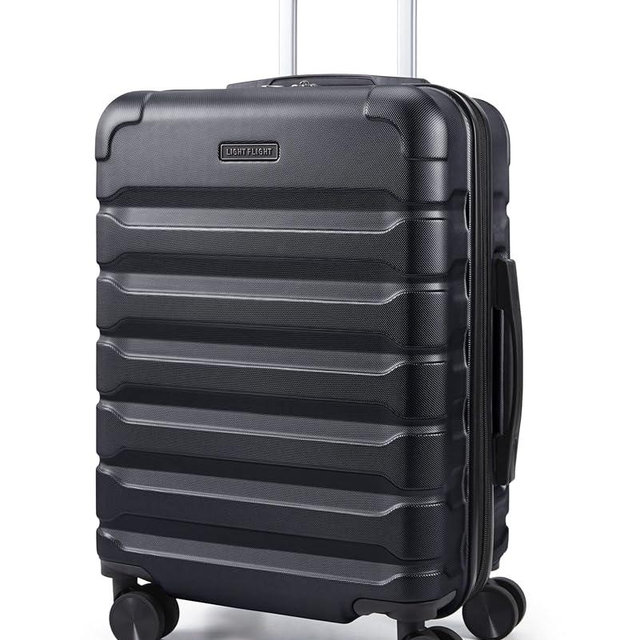 LIGHT FLIGHT Carry On Luggage 22x14x9 Airline Approved, Expandable Carry On Suitcases with Wheels, Lightweight Luggage, Durable Hard Shell 20 Inch Rolling Suit Case for Men Women Travel Black