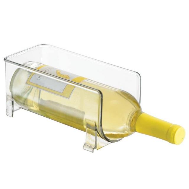 mDesign Plastic Free-Standing Wine Set Rack Storage Organizer for Kitchen Countertops, Pantry Cabinet, Fridge Organization - Holds Water Bottle and Alcohol Bottles - Clear