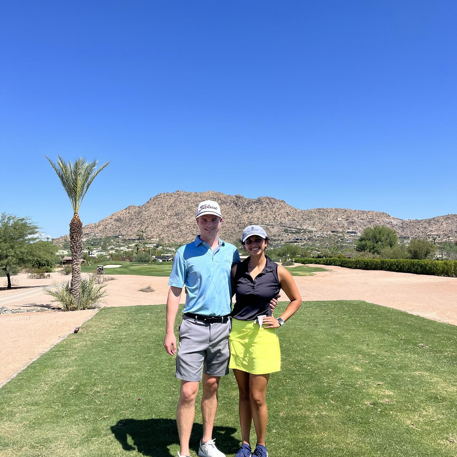 Savni and Logan share a love of golfing and one of their first dates was a round of Golf at McCormick Ranch in Scottsdale… Savni frequently beats Logan when they play and it is a sore subject for him