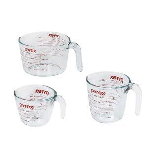 Pyrex Essentials (3-Pack) Glass Measuring Cups Set, (1, 2 & 4 Cup) Measuring Cups For Prepping, Baking and Cooking, Preheated Oven, Dishwasher, Freezer, and Microwave Safe