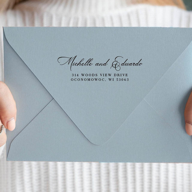 Elegant return address stamp | Wedding Stamp | Save the date | Self ink stamper | Wood handle | Housewarming Gift | Family Stamp | Modern