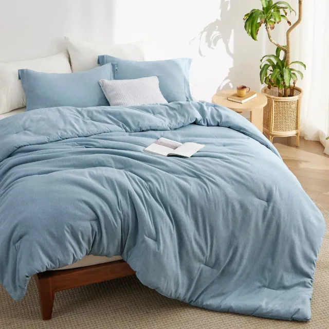 3 Pieces King Size Comforter Set for All Season, Storm Blue