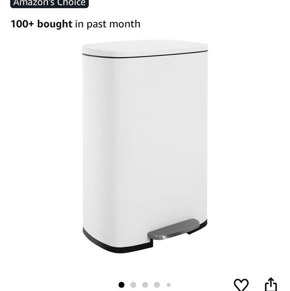 13 Gallon/50 Liter Kitchen Trash Can, Fingerprint Proof Stainless Steel Kitchen Garbage Can with Removable Inner Bucket and Hinged Lids, Step Trash Bin Pedal Rubbish Bin for Home Office,WHITE