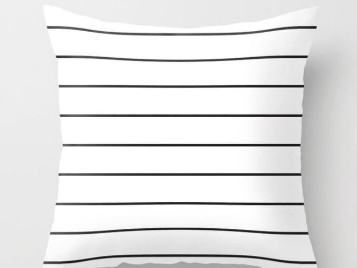 SKINNY STRIPE ((black on white)) Throw Pillow