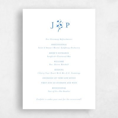 Blue Simple Wedding Program - Regal