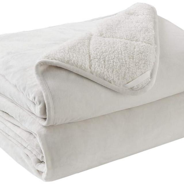 Degrees of Comfort Weighted Blanket 12 Pounds for Adult, Soft Plush to Sherpa Heavy Blankets, 48x72 Twin Size, 12lbs, Ivory