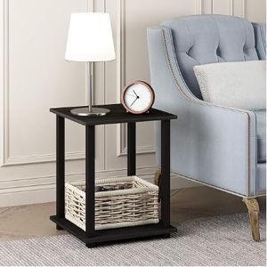 Side Table Set of 2, 2-Tier Square Modern End Table