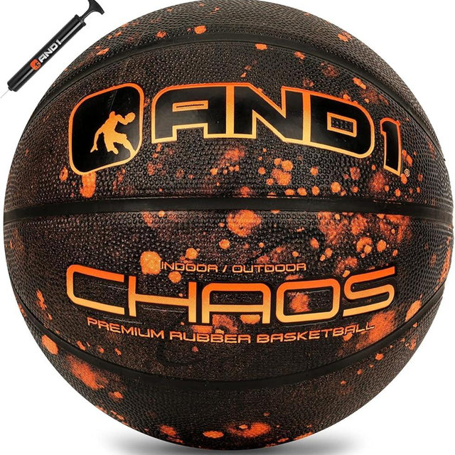 AND1 Chaos Basketball: Official Regulation (29.5 inches) Rubber - Deep Channel Construction Streetball, Made for Indoor Outdoor Basketball Games