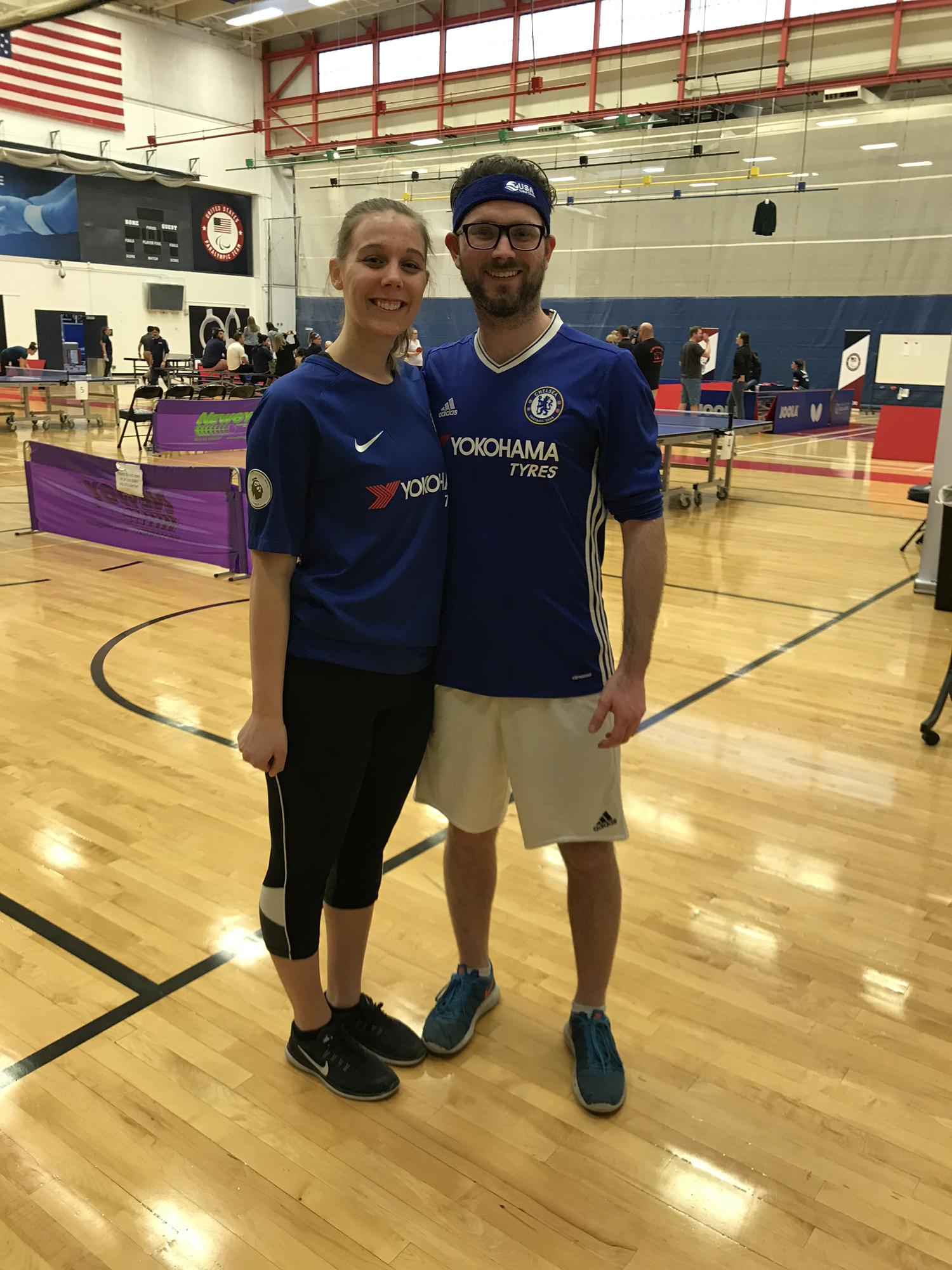 While we both were working at the OPTC, we entered a Table Tennis tournament. Not the best on the court, but the best uniforms for sure. April 2019