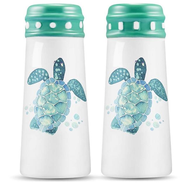 Turtle Salt and Pepper Shakers - Coastal Ocean Nautical Decor, Teal Kitchen Accessories and Decor Turquoise Kitchen Decor, Hawaiian Beach Salt Pepper Shakers Set Large, Cute Sea Turtle Gifts for Women