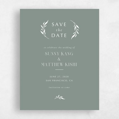 Deep Sage, Green Wedding Save the Date - Clairemont Portrait