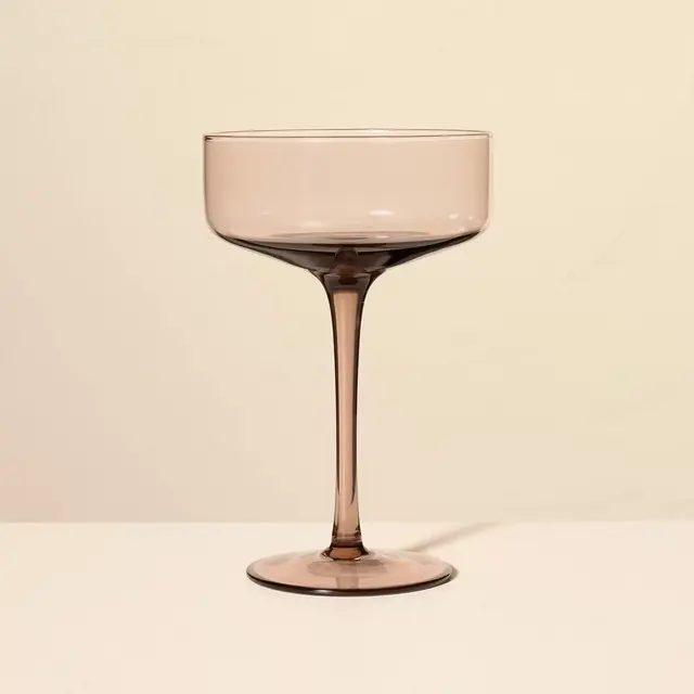 9.8oz Tinted Glass Coupe Drinkware Light Brown - Hearth & Hand™ with Magnolia