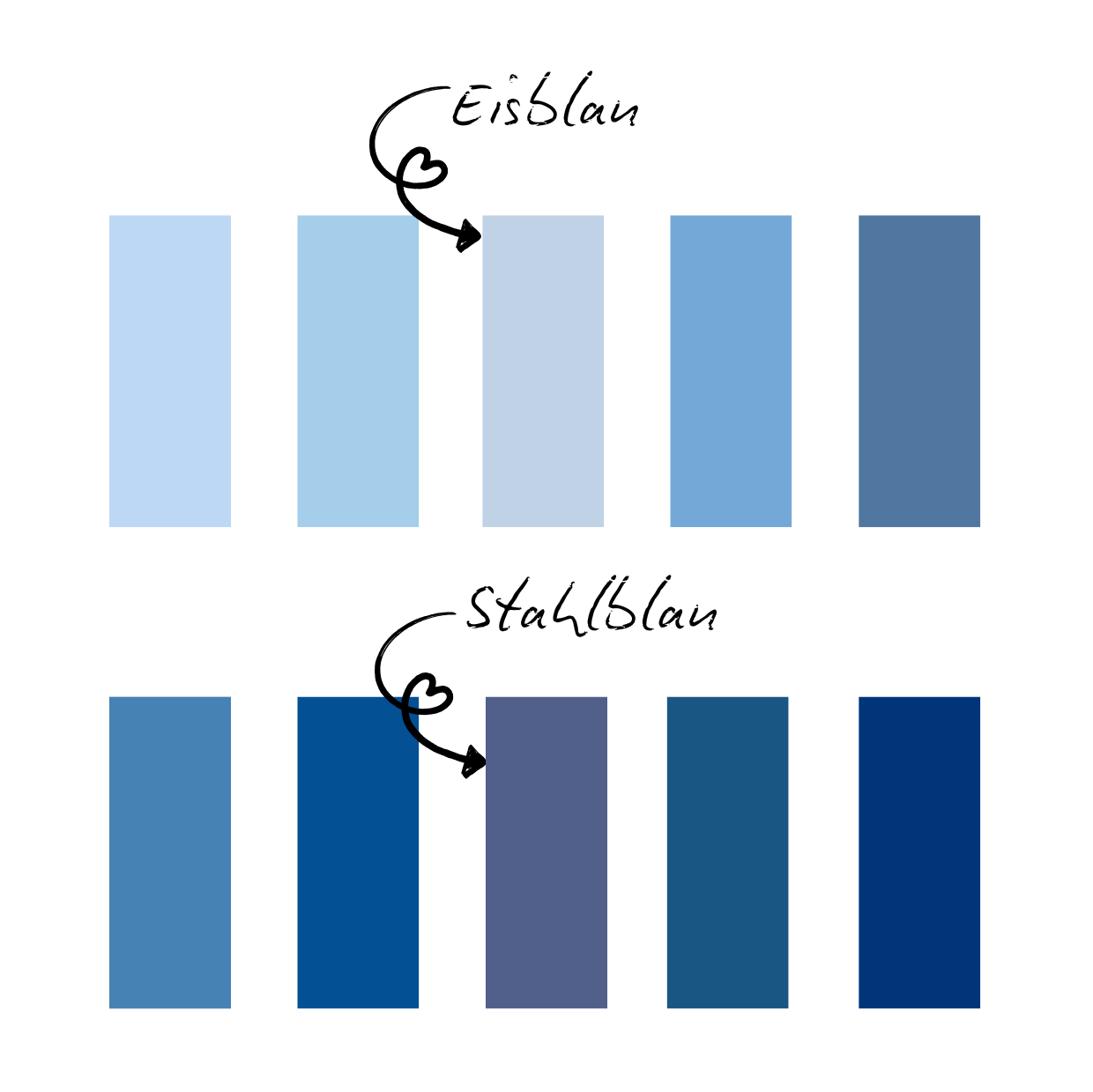 Farbpalette Eisblau & Stahlblau