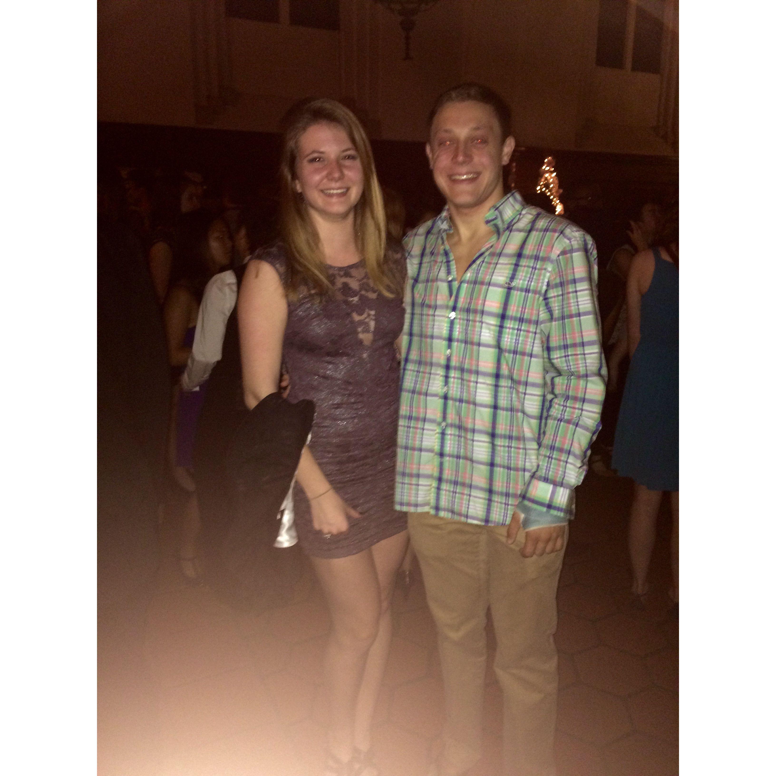 Snowball Dance during freshman year of college and our first year dating!