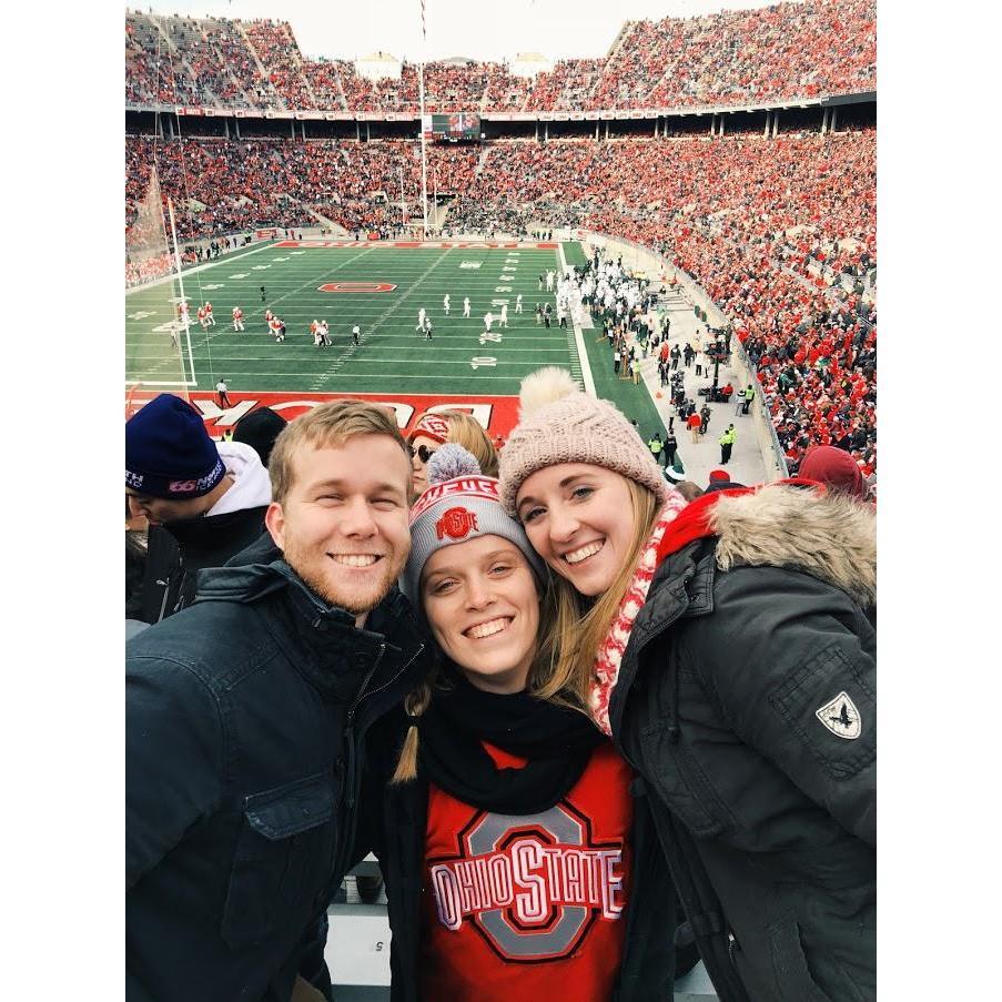 Go Bucks! Here we are with our friend Sara at one of many OSU football games we attended as students.