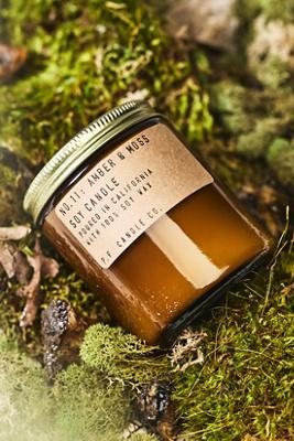 P.F. Candle Co. Woody Amber & Moss Glass Candle