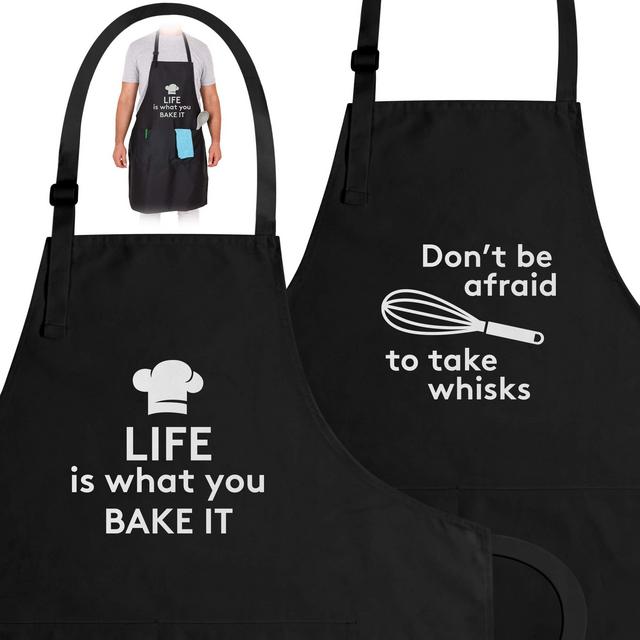Zulay (2-Pack) Funny Aprons For Women, Men Couples