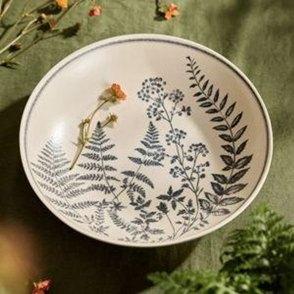 Black Fern Stoneware Serving Bowl