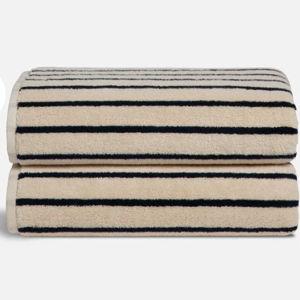Super-Plush Turkish Cotton Bath Towels in Striped Midnight Navy | Brooklinen
