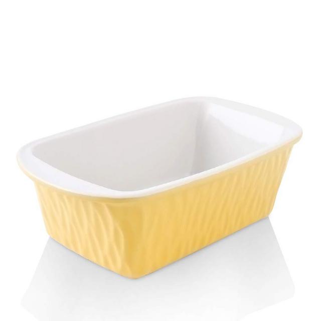 KOOV Ceramic Loaf Pan for Baking Bread, 9 x 5 inch Bread Pan, Rectangular Bread Loaf Pan, Ceramic Bakeware for Cooking, Home Kitchen, Bread Baking Pan Texture Series (Yellow)
