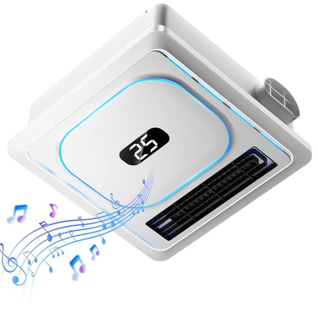 BSEED Bathroom Exhaust Fan with Bluetooth Speaker & Heater, 1800W Dual-Heat, 230 CFM, 3CCT+5-Color RGB Light, Negative Ion, Wall Control