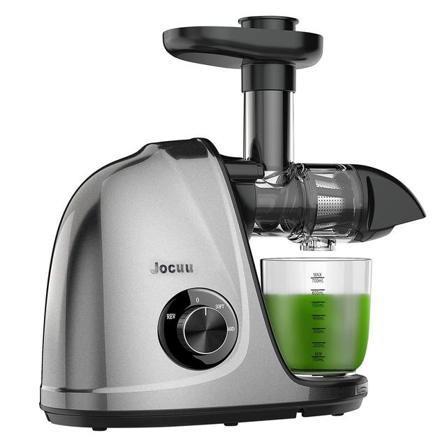 Juicer Machines, Jocuu Slow Juicer Masticating Juicer with 2-Speed Modes, Cold Press Juicer Extractor Easy to Clean, Quiet Motor, Reverse Function, with Brush and Recipes, for Fruits and Vegtables