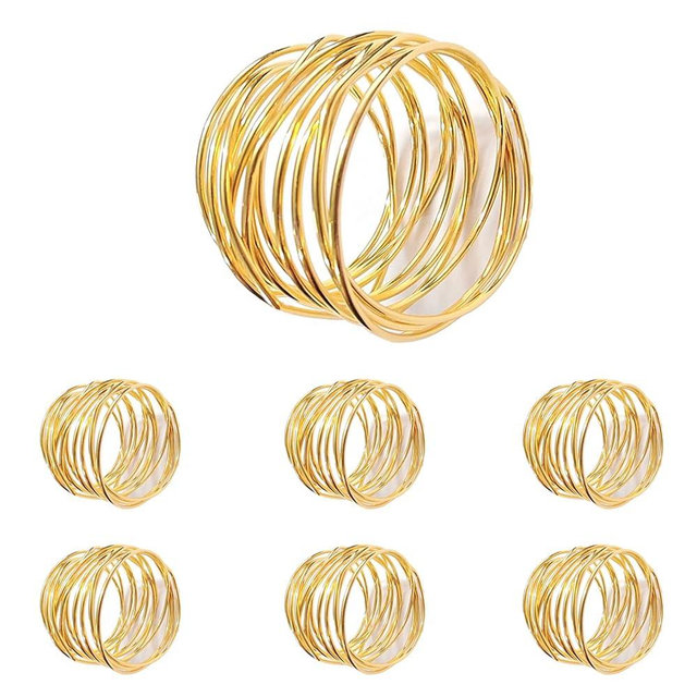 Gold Napkin Rings - 6 PCS Metal Napkin Rings(Twisted Wire) Napkin Holders Buckles for Family Dinner, Wedding, Party,Table Decorations