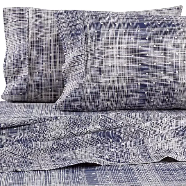 Home Collection Polka Dot Queen Sheet Set in Navy