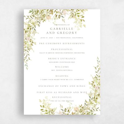 Olive Sage, Green Wedding Program - Farnham
