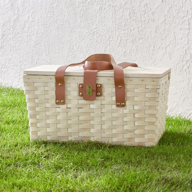 Outfitted Wooden Picnic Basket