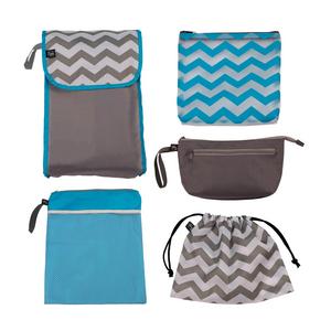 Diaper Bag Organizer 5 Piece Set, Grey/Chevron