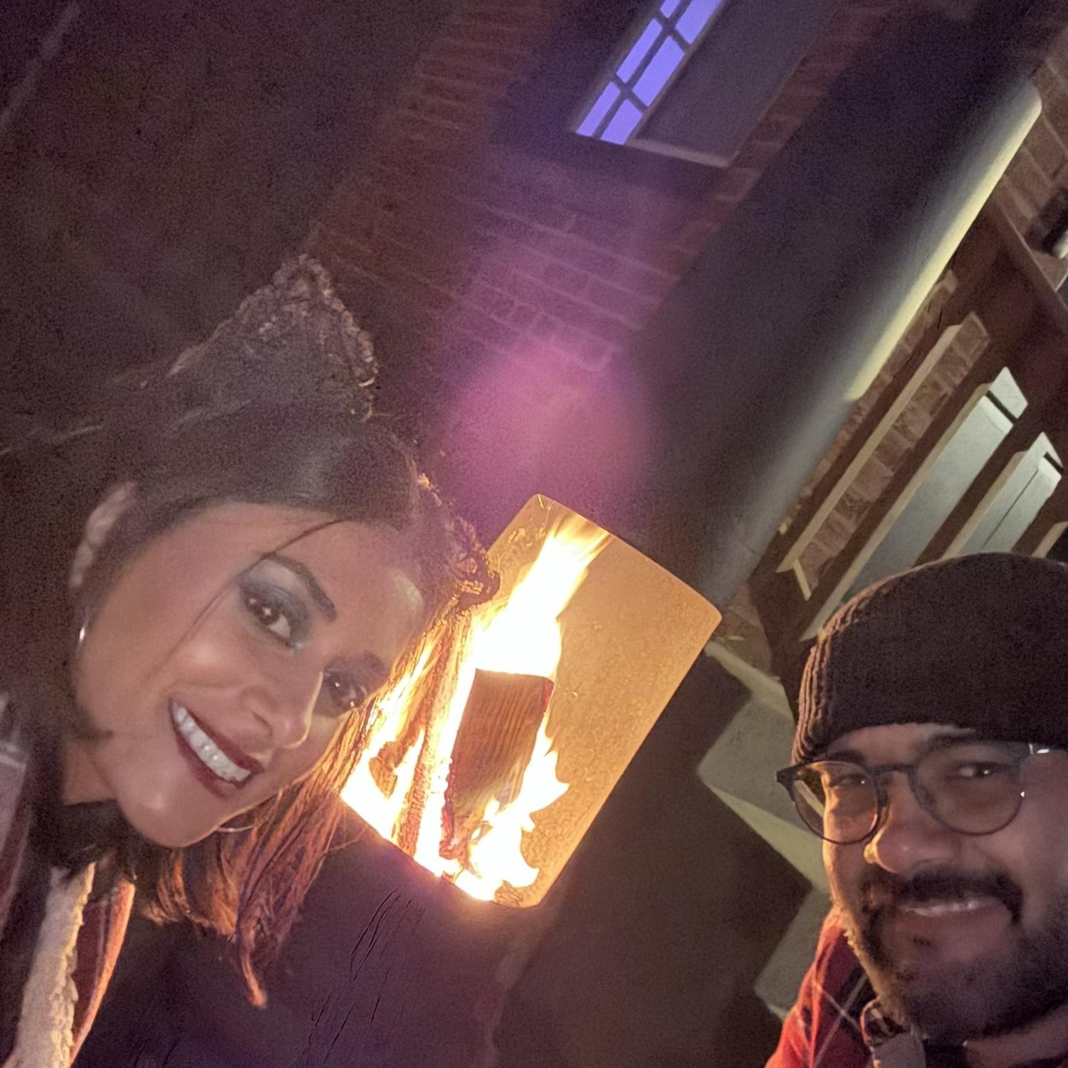 Our first Halloween in our home. Giving out candy to the little boogers