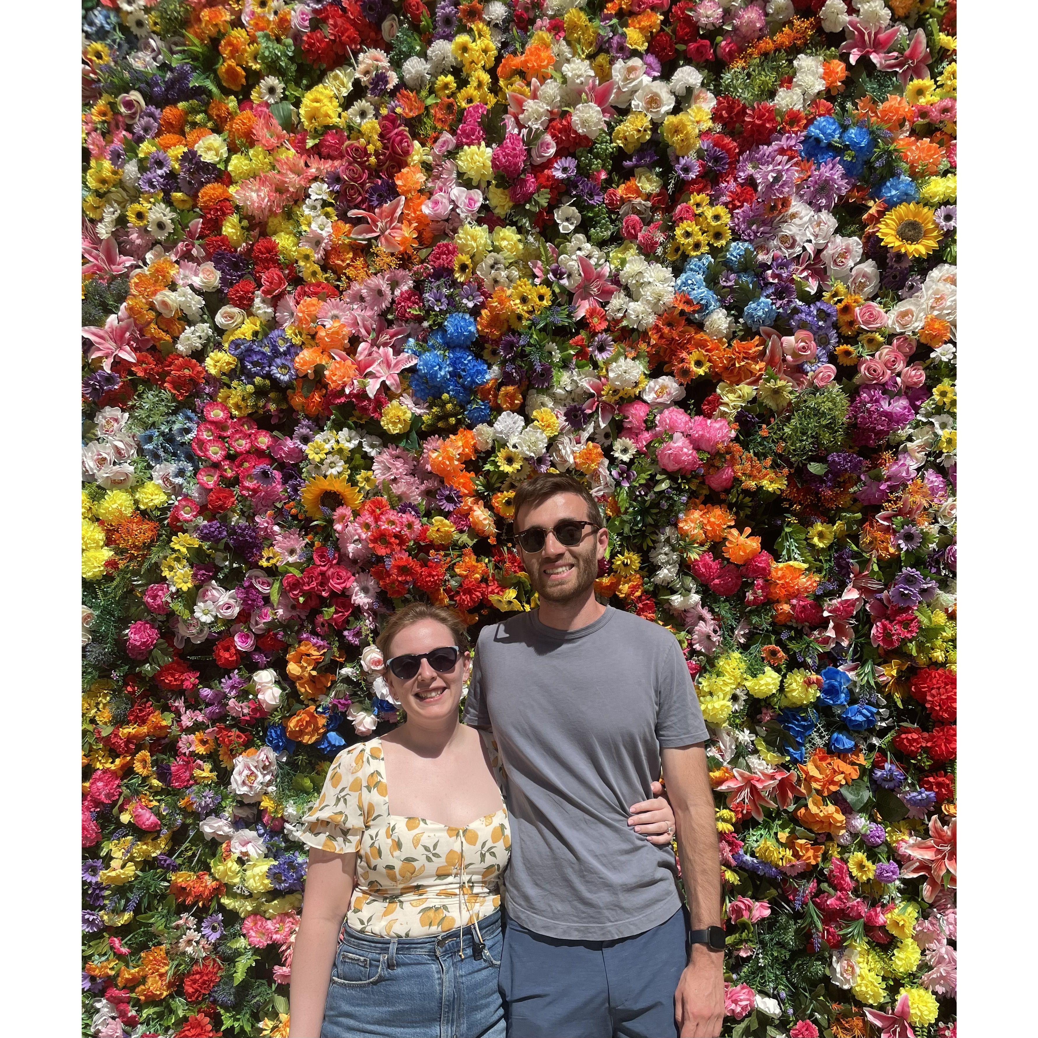 Right after we got engaged we found this flower wall in Lisbon, Portugal. Izzy made us take a picture
