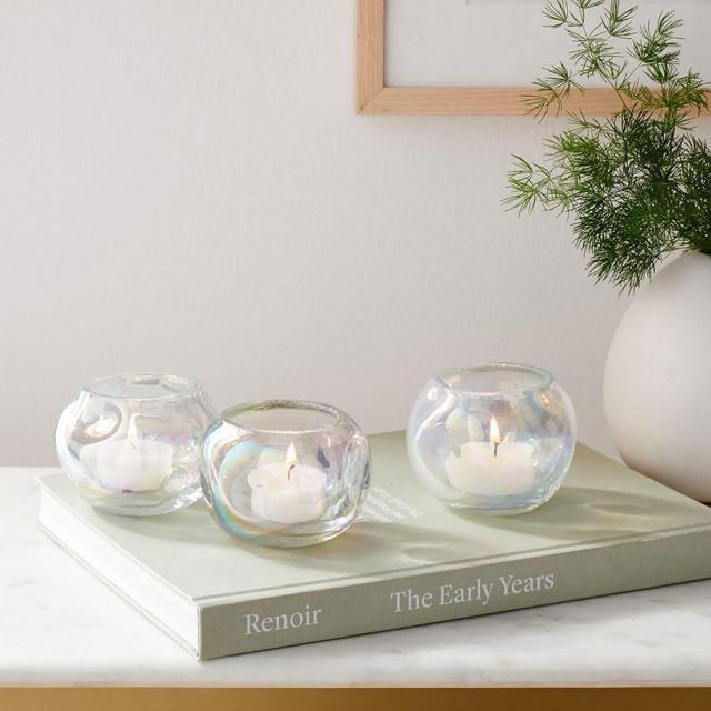 Puff Glass Votives, Set of 3, Small, Luster