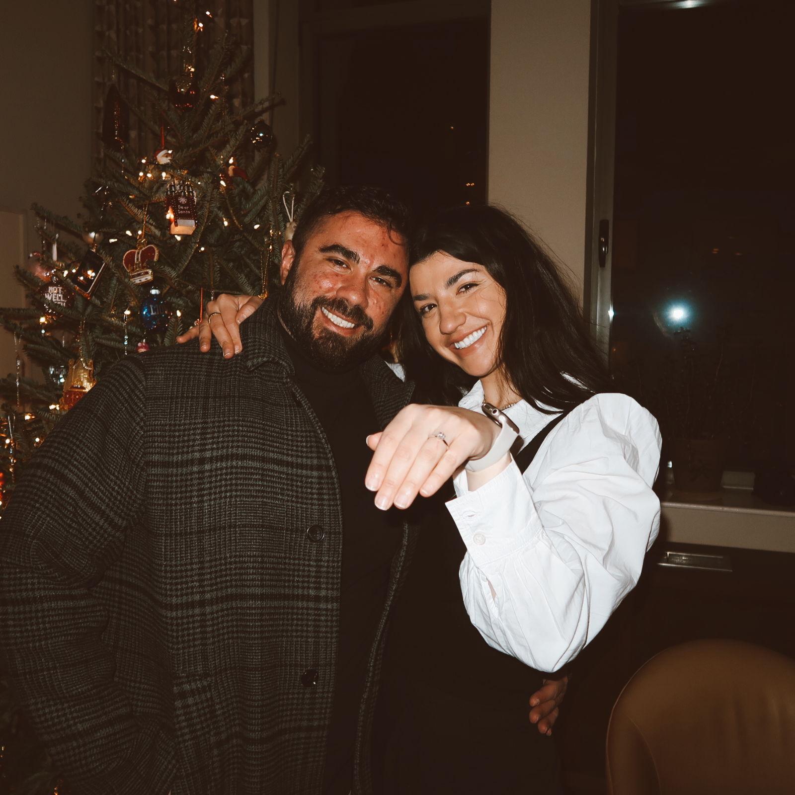 Us at Cole's uncles' after he proposed! Shout out to Rich and Ethan for letting Cole use your rooftop for the proposal!