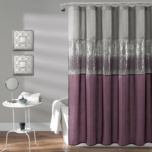 Lush Decor Night Sky Shower Curtain in White/Grey