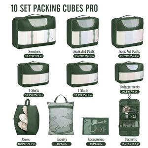 Veken 10 Set Packing Cubes for Travel Essential, Suitcase Organizer Bags in 4 Sizes, Carry-On Luggage Accessories with Large Laundry & Hanging Toiletry Bag, Must-Have for Airplane, Road Trip & Camping