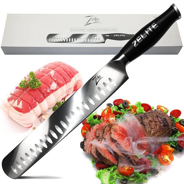 Zelite Infinity Slicing Carving Knife 12 Inch - Comfort-Pro Series - German High Carbon Stainless Steel - Razor Sharp, Granton Edge, Super Comfortable