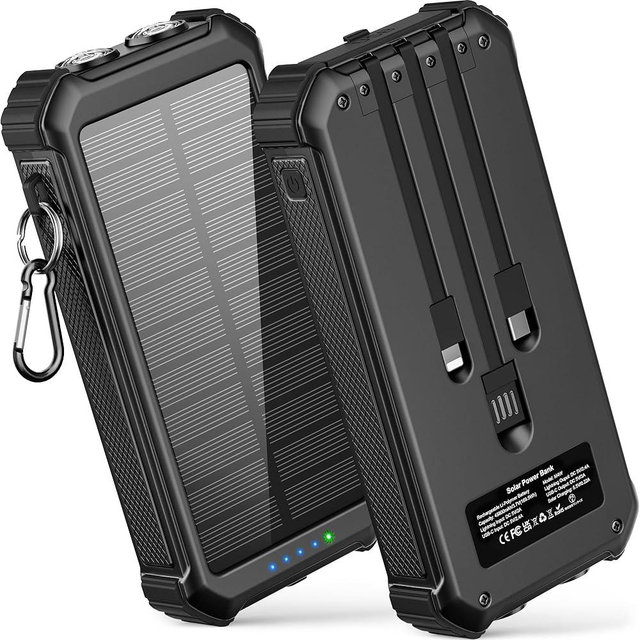 LATIMERIA Solar Charger Power Bank, 45800mAh Portable Phone Charger with USB C in/Output, 5V3.1A QC 3.0 Fast Charging for Cellphone, External Battery Pack Compatible with iPhone Samsung Google etc